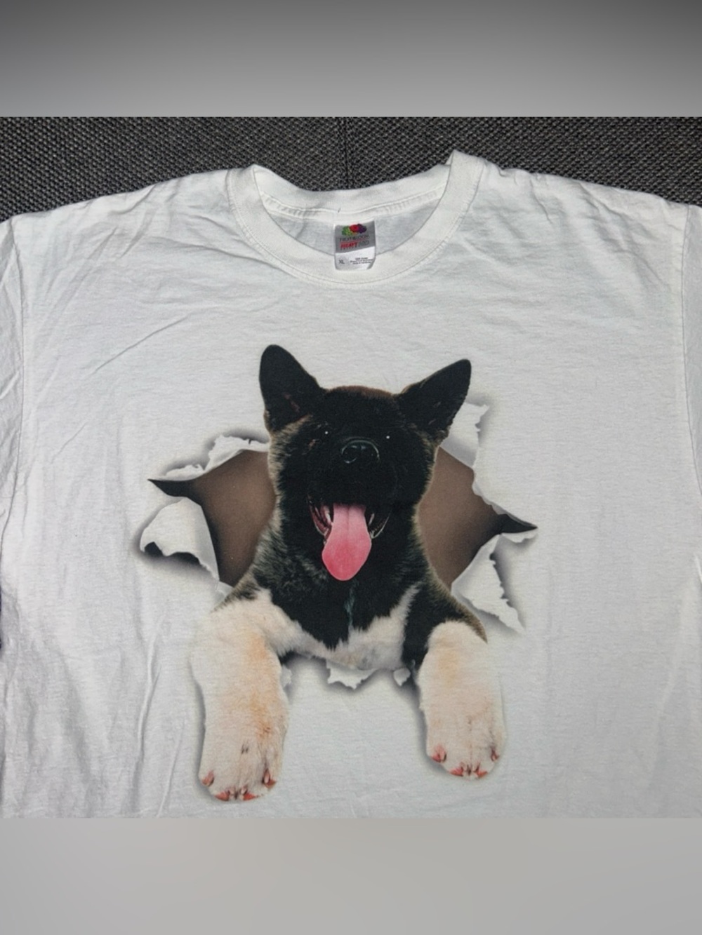 Vintage Akita Japanese Dog White Graphic Tee XL
